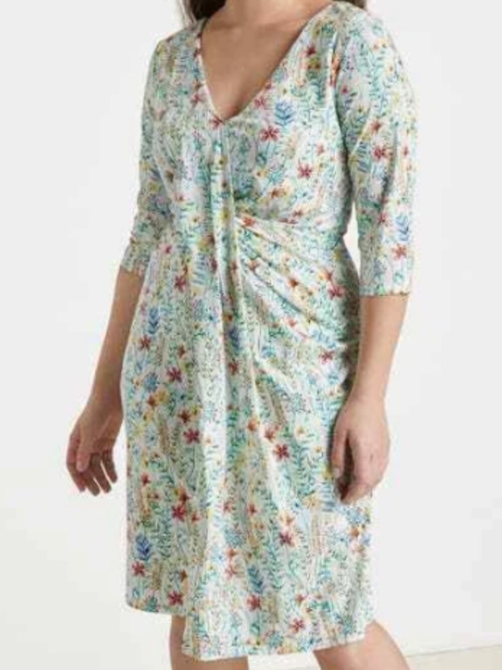 Jason Wu X Eloquii White Floral Wrap-Style Midi Dress w/ Multicolor Blooms sz 14 - Picture 8 of 10
